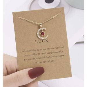 New Star Crystal January Birthstone Neckless For Woman Gold Color-w/Wish Card.